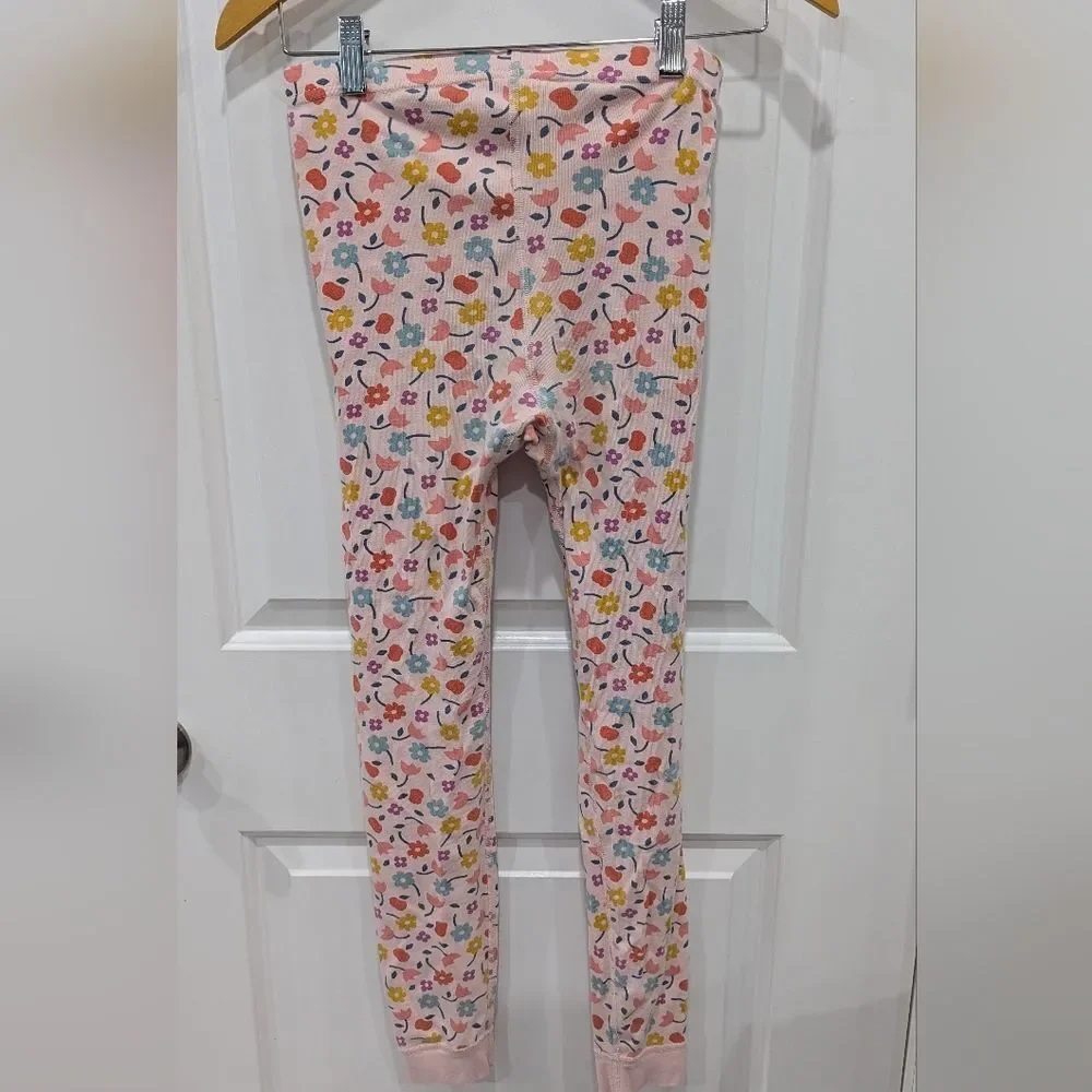 Hanna Andersson Pink Flowers Cotton Long John Pajamas PJ's Girls Kids 150 12